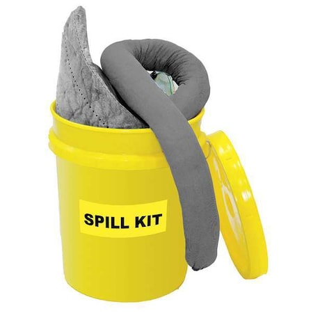 Spilfyter Spill Kit, 4 gal Volume Absorbed per Kit, 5 gal Capacity, Bucket, Gray, 10 455304