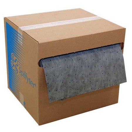 Spilfyter Sorbent Roll, 28 gal, 16 in x 150 ft, Universal, Gray, Polypropylene DB-914