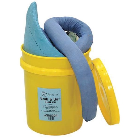 Spilfyter Spill Kit, 4 gal Volume Absorbed per Kit, 5 gal Capacity, Bucket, Blue, 10 305304