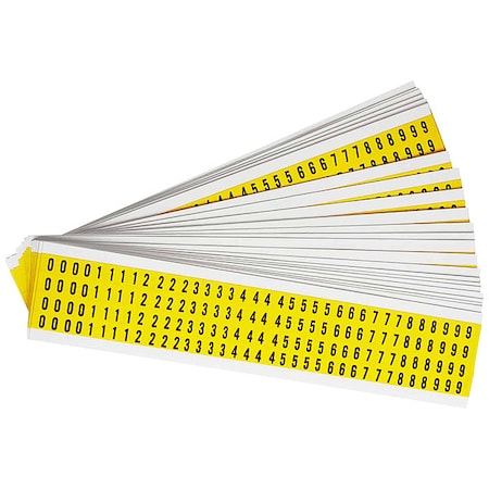 Brady Number Label, 0 Thru 9, Blk On Yllw, 3/8inH, PK25 3400-# KIT