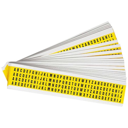 Brady Letter Label, A Thru Z, Blk On Yllw, 3/8inH, PK25 3400-LTR KIT