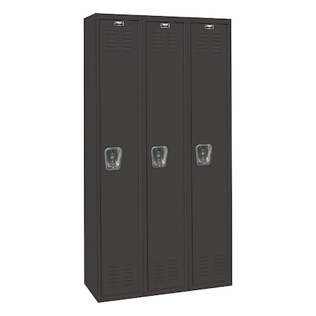 Hallowell Wardrobe Locker, 36 in W, 18 in D, 72 in H, (1) Tier, (3) Wide, Black U3282-1ME