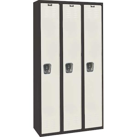 Hallowell Wardrobe Locker, 36 in W, 18 in D, 72 in H, (1) Tier, (3) Wide, Light Gray/Black U3282-1MP
