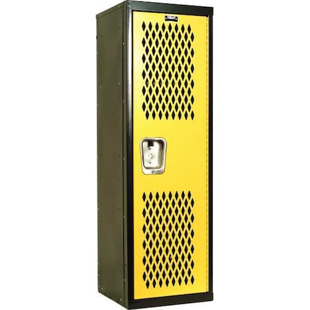 Hallowell Wardrobe Locker, 15 in W, 15 in D, 48 in H, (1) Tier, (1) Wide, Yellow/Black HTL151548-1MT