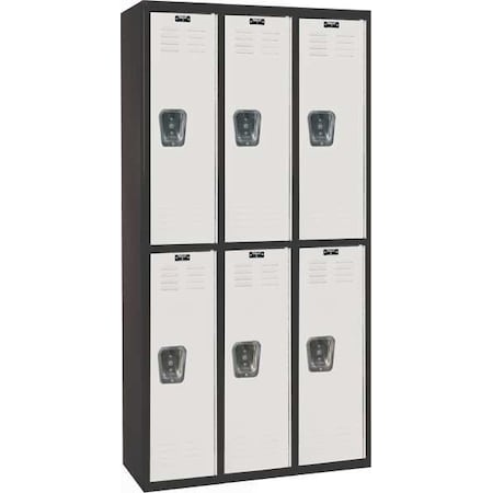 Hallowell Wardrobe Locker, 36 in W, 18 in D, 72 in H, (2) Tier, (3) Wide, Light Gray/Black U3282-2MP