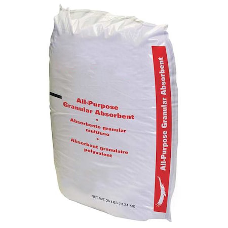 Condor Loose Absorbent, 2 Gallon Volume Absorbed per Package, 25 lb Weight Bag, Not Scented 35UX85