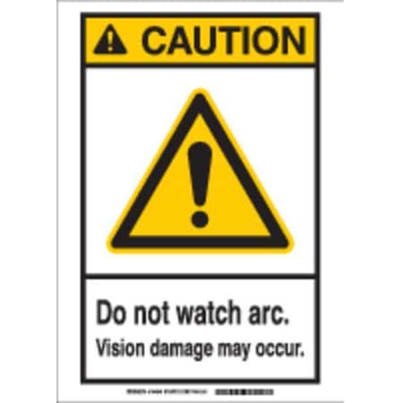 Brady Caution Sign, Aluminum, Rectangle, English 144247