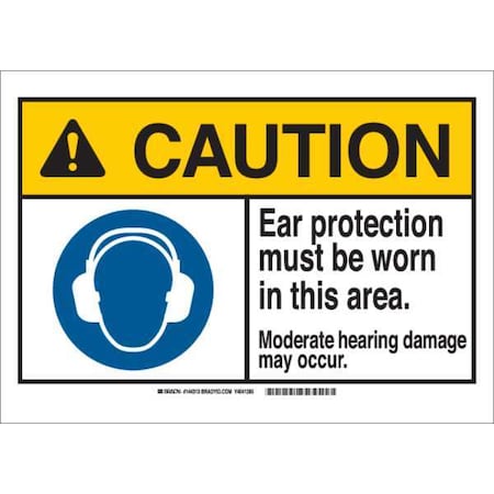 Brady Caution Sign, Polyester, Rectangle, English 144313
