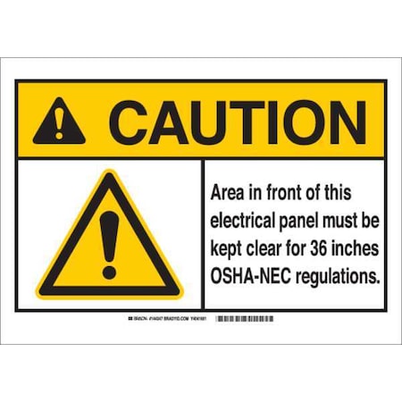 Brady Caution Sign, 7 in Height, 10 in Width, Aluminum, Rectangle, English 144339