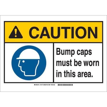 Brady Caution Sign, 7 in Height, 10 in Width, Plastic, Rectangle, English 144173