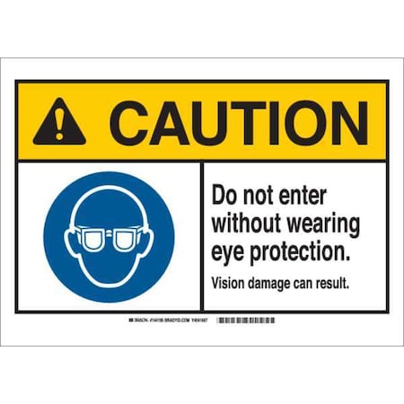 Brady Caution Sign, Plastic, Rectangle, English 144223