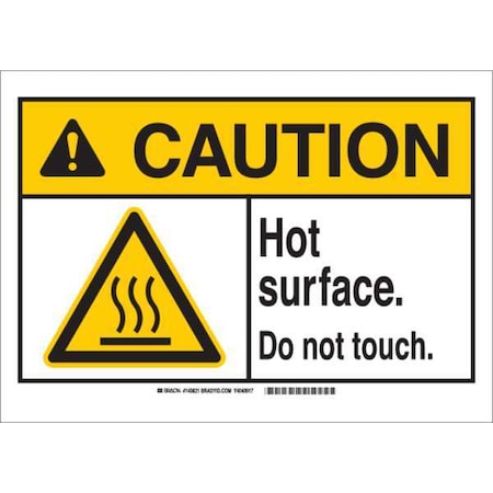 Brady Caution Sign, 10 in H, 14 in W, Plastic, Rectangle, English, 143822 143822
