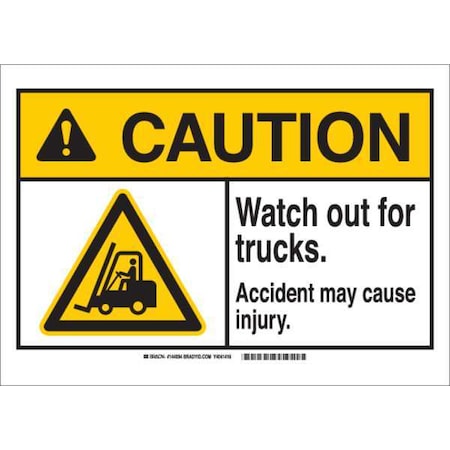 Brady Caution Sign, 7" H, 10" W, Aluminum, Rectangle, English, 143903 143903