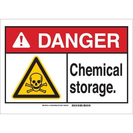 Brady Danger Sign, 10 in H, 14 in W, Polyester, Rectangle, English, 144879 144879