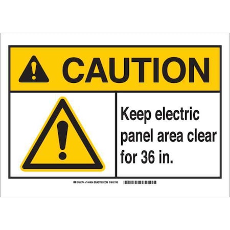 Brady Caution Sign, 14 in Height, 10 in Width, Plastic, Rectangle, English 144436