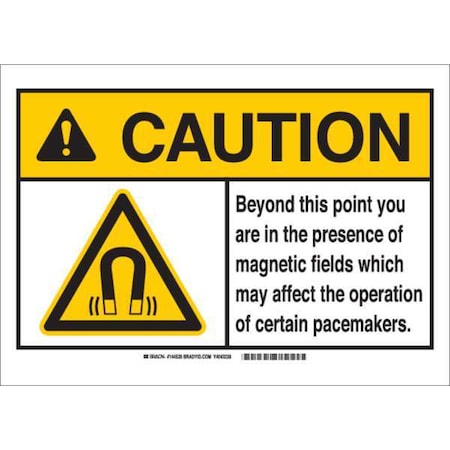 Brady Caution Sign, 7 in H, 10 in W, Aluminum, Rectangle, 144530 144530