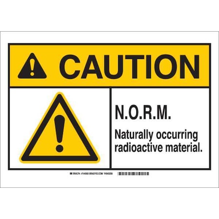 Brady Caution Sign, 10 in H, 14 in W, Aluminum, Rectangle, 144567 144567