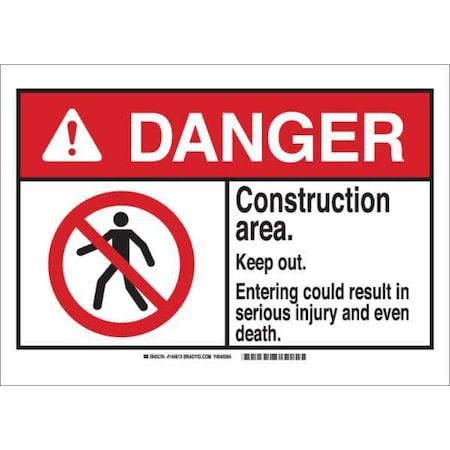 Brady Danger Sign, 10 in Height, 14 in Width, Polyester, Rectangle, English 144613