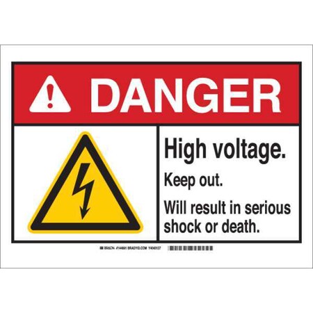 Brady Danger Sign, 7 in Height, 10 in Width, Aluminum, Rectangle, English 144652