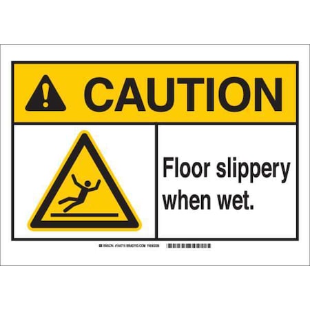 Brady Caution Sign, 7" H, 10" W, Aluminum, Rectangle, English, 144716 144716