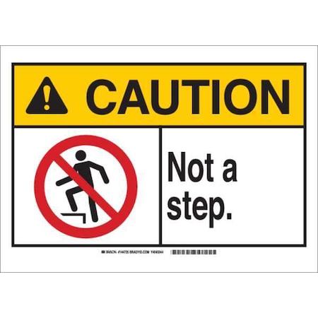 Brady Caution Sign, 10" H, 14" W, Plastic, Rectangle, English, 144727 144727