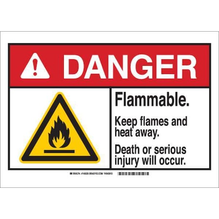 Brady Danger Sign, 10 in H, 14 in W, Rectangle, English, 145031 145031
