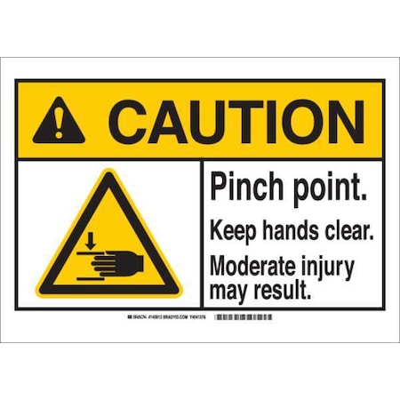 Brady Caution Sign, 3 1/2 in Height, 5 in Width, Polyester, Rectangle, English 143912