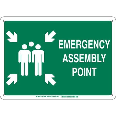 Brady Emergency Assembly Point, Aluminum, 10 in x 14 in, With Mounting Holes 139601