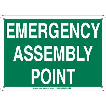 Brady Emergency Assembly Sign, 10X14, Fiberglass 139640