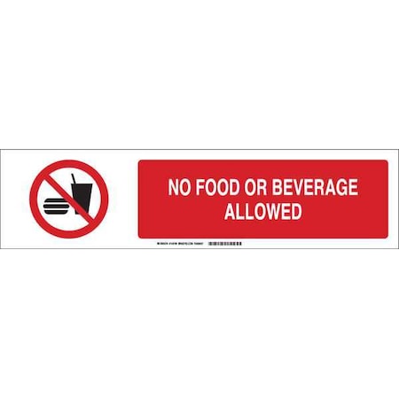 Brady Slider Insert, No Food Beverage Allowed 140814