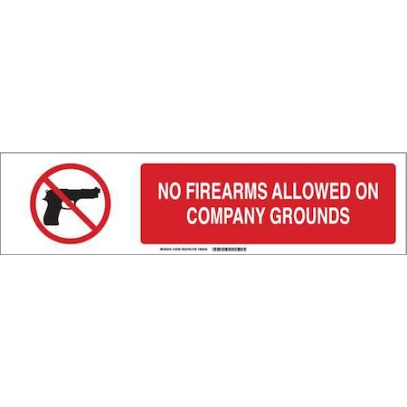 Brady Slider Insert, Plstic, No Firearms Allowed 140768