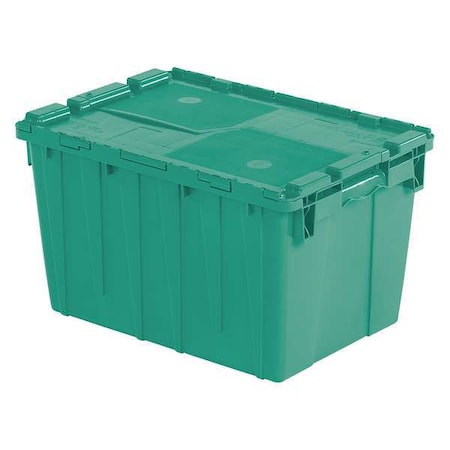 Orbis Attached Lid Container, 13.46 gal Volume Cap., 21 3/4 in L, 15 1/4 in W, 12 7/8 in H, Plastic FP183 Green