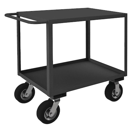 Zoro Select Utility Cart with Lipped & Flush Metal Shelves, Steel, 1,200 lb Load Capacity, 2 Shelves, 56 in H RSC-367236-2-8PN-TLD-95