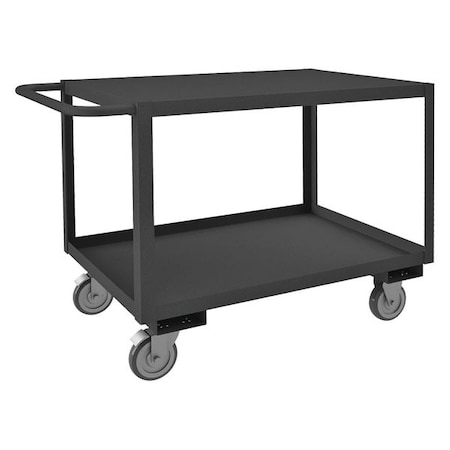 Zoro Select Utility Cart with Lipped & Flush Metal Shelves, Steel, 1,200 lb Load Capacity, 2 Shelves, 30 in H RSC-243630-2-TLD-5PO-95