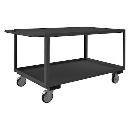 Zoro Select Utility Cart with Lipped & Flush Metal Shelves, Steel, 1,200 lb Load Capacity, 2 Shelves, 52 in L RSC-304830-2-TLD-5PO-95