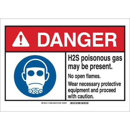 Brady Danger Sign, 10 in Height, 14 in Width, Plastic, Rectangle, English 145067