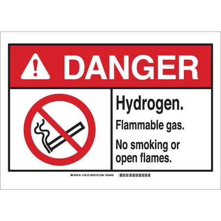 Brady Danger No Smoking Sign, 10" H, 14 in W, Rectangle, English, 145146 145146