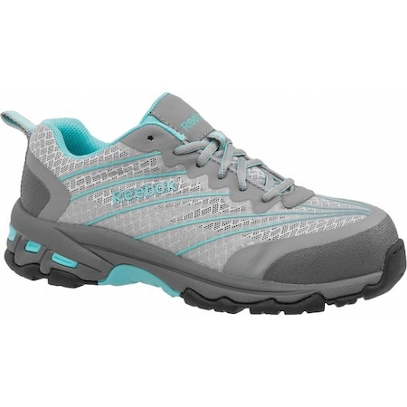 Reebok Athletic Work Shoes, Teal/Gray, 6-1/2W, PR RB421-6.5W
