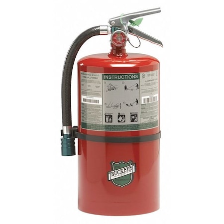 Buckeye Fire Equipment Fire Extinguisher, 11 lb Capacity, Class ABC , UL Rating1A:10B:C , HCFC 8 to 10 sec, Discharge Time: 71100