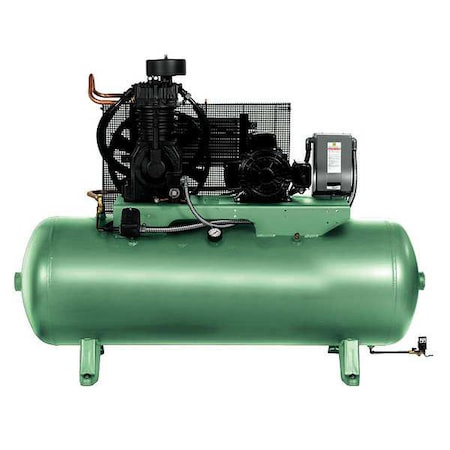 Speedaire Elec. Air Compressor, 2 Stage, 5HP, 16.6CFM, Overall Length: 63 in 35WC46