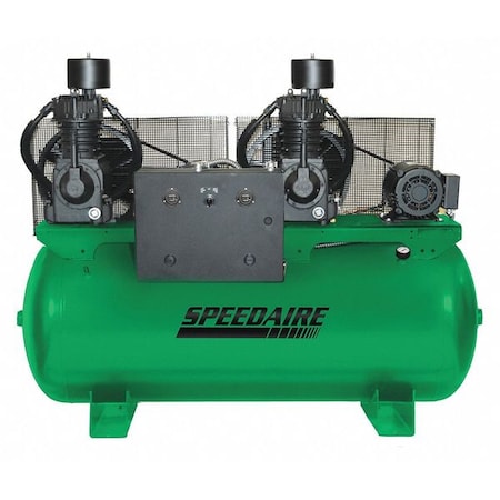 Speedaire Elec. Air Compressor, Duplex, 7.5HP, 49CFM 35WC62
