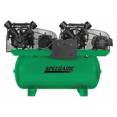 Speedaire Elec. Air Compressor, Duplex, 15HP, 100CFM 35WC65