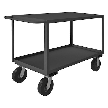 Zoro Select Utility Cart with Lipped & Flush Metal Shelves, Steel, 3,000 lb Load Capacity, 2 Shelves, 45 in H RSC-367236-2-TLD-8PO-95