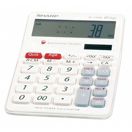 Sharp Brain Exerciser Calculator, LCD, 10 Digit SHRELT100AB