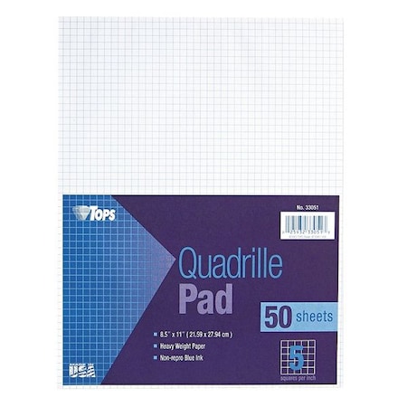 Tops 8-1/2 x 11" Gummed Quadrille Pad, 50 Pg TOP33051