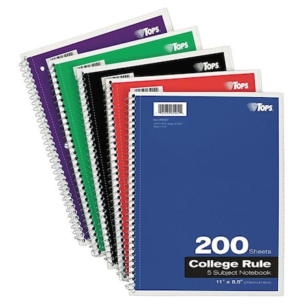 Tops 11 x 8-1/2" Wirebound Notebook, College Rule, 200 Pg TOP65581