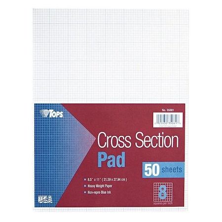 Tops 8-1/2 x 11" Quadrille Cross Section Pad, 50 Pg TOP35081