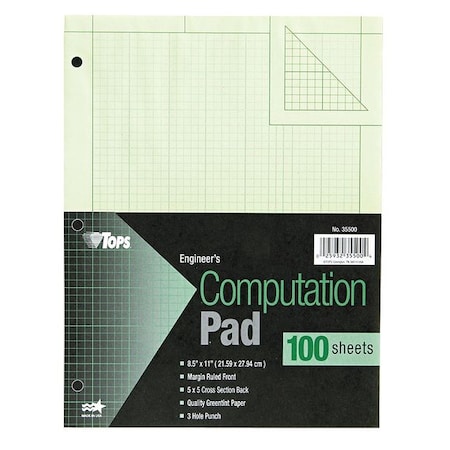 Tops 8.5" x 11" Quadrille Engineering Computation Pad, 100 Pg TOP35500