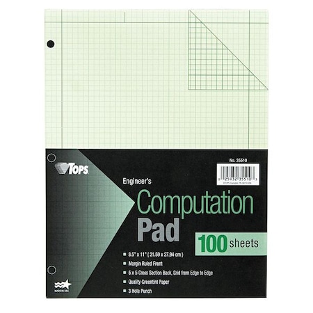 Tops 8.5" x 11" Engineering Computation Pad, 100 Pg TOP35510