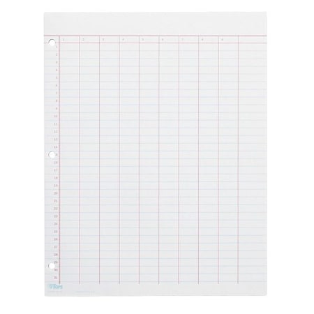 Tops 11 x 8-1/2" Gummed Data Pad Numbered Column Headings, 50 Pg TOP3619